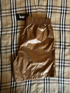 New W/ Tags Stussy Langley Shiny Baggy Shorts Men's Small Tan Brown Swim Trunks - Picture 1 of 10