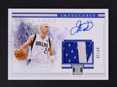 2018-19 Panini Impeccable Elegance Jason Kidd Patch Auto 04/10 #YB - Image 1 of 2