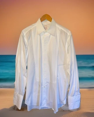 Brooks Brothers Tuxedo Shirt Men 16.5 34 White Golden Fleece Egyptian Cotton - Image 1 of 4