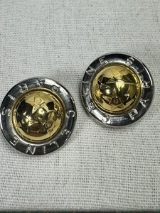 Vintage Céline Paris Clip-On Earrings 1” Goldtone Door Knocker 1980s Star Ball - Picture 1 of 11