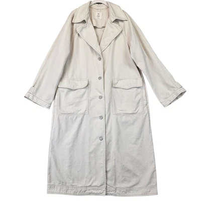 Abrigo We The Free para mujer mediano beige algodón trinchera plumero de gran tamaño Free People Foto 1 de 4