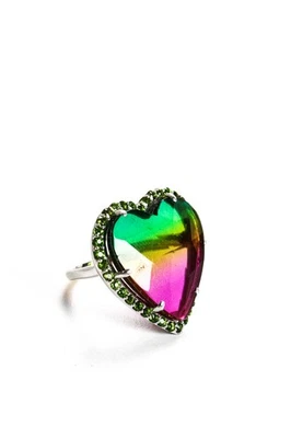 Anillo de cóctel con corazón de diopsido cromado cuarzo plata esterlina rarezas para mujer 7 Foto 1 de 4