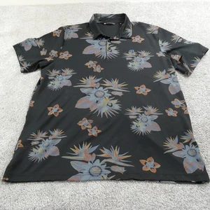 Travis Mathew Polo Shirt Mens XL Black Floral Hawaiian Golf Performance Tropical - Picture 1 of 19