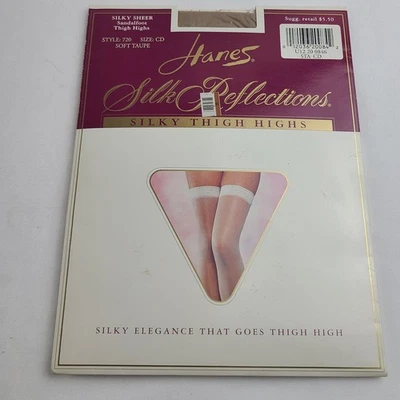Hanes Feminino Silk Reflections Coxa de Seda Alta Macia Taupe 720 Tamanho CD Novo - Imagem 1 de 3