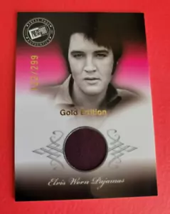 ELVIS PRESLEY WORN PURPLE PAJAMAS RELIC SWATCH GOLD CARD #d122/299 2007 THE KING - Picture 1 of 2