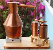 Large Deluxe All-Copper Moonshine Liquor Still Replica Model on a Wood Base