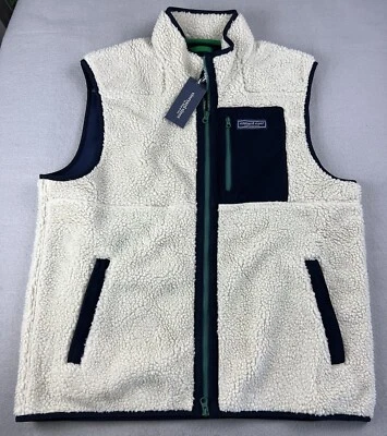 VINEYARD VINES Men’s Sherpa Supershep Full Zip Vest Size XL Stone/Navy NWT - Image 1 of 4