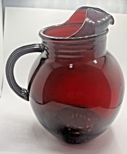 Vintage Anchor Hocking Ruby Large Ball Pitcher  - Picture 1 of 6