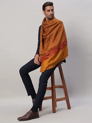 Manta amarilla de lana de cachemir para hombre bufandas chal Lohi de gran tamaño 40" X 80" tiro Foto 1 de 4