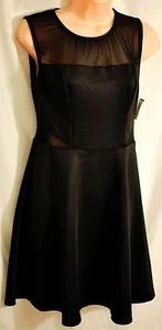 women's BISOU BISOU black party dress size 6 sheer cutouts top full skirt new! - Picture 1 of 7