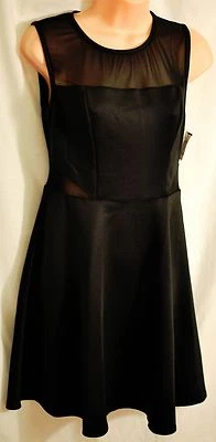 women's BISOU BISOU black party dress size 6 sheer cutouts top full skirt new! - Image 1 of 4