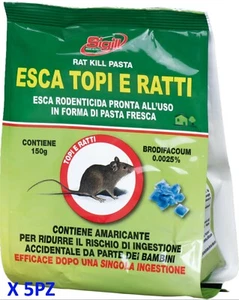 SIGILL veleno topicida esca TOPI E RATTI in pasta blu busta da 150Gr - 5 PZ - Foto 1 di 2