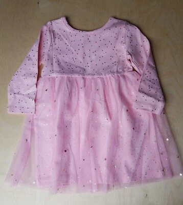 NOVO COM ETIQUETAS Vestido Hanna Andersson ROSA TULE BRILHO LUA ESTRELAS 80 18-24M US$ 58 - Imagem 1 de 4