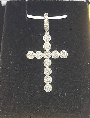 OFERTA! Dije colgante cruz 100 % diamantes genuino 0,80 ctw oro 14K 39 mm Foto 1 de 4