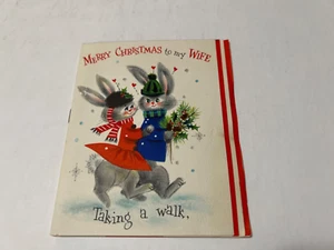 VTG 1959 Christmas Rabbitt Greeting Card Booklet by Hallmark - Picture 1 of 5