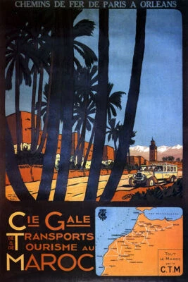 CIE GALE TRANSPORT TOURISM ALL THE MOROCCO  BY CTM TRAVEL VINTAGE POSTER REPRO - Image 1 of 3