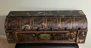 Antique 6 compartment Tin/Litho General Store Mercantile Spice Cabinet - Picture 1 of 10
