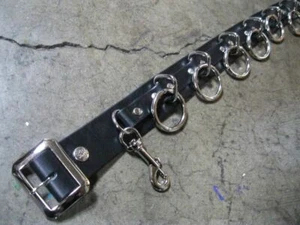 Ape Leather Black Leather 9 Ring Belt - Picture 1 of 1
