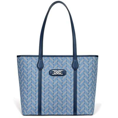 NWTag Brighton Interlok ROOMEY Large French BLue Herringbone Tote MSRP $450 - Image 1 of 4