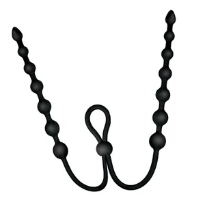 ASS-SATION DUAL SILICONE ANAL BEADS-BLACK - Picture 1 of 4
