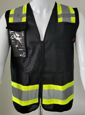 Chaleco de seguridad FX dos tonos negro con 4 bolsillos delanteros pequeño a 2XL Foto 1 de 4