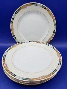Noritake N1160 Brot Dessert Teller 6" Set 4 SELTENE Muster Rosen Marine Türkis Bar - Bild 1 von 7