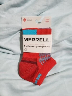 NWT Merrell Trail Runner Lightweight Sock 1 Pair Size M/L Red / Blue - Image 1 of 4