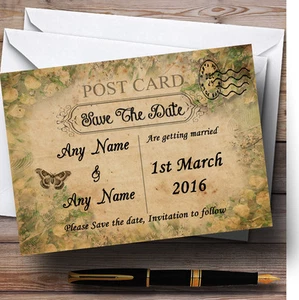 White Roses Postcard Personalised Wedding Save The Date Cards - Picture 1 of 1