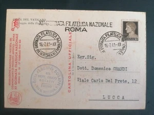 REGNO CARTOLINA RIUNIONE FILATELICA ROMA 1941 - Foto 1 di 2