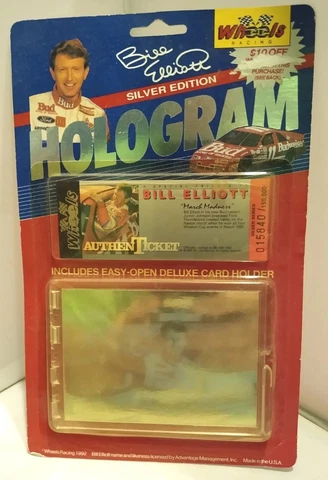 Bill Elliot 1992 Gold Series Collectible Hologram Card Limited Numbered Ticket Cover