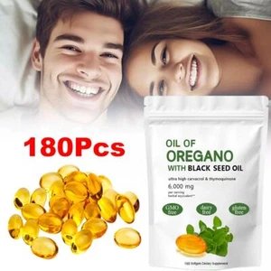 Oil of Oregano 6000mg 180Softgels Capsules Black Seed Oil Immune Antioxidant_UK` - Picture 1 of 10