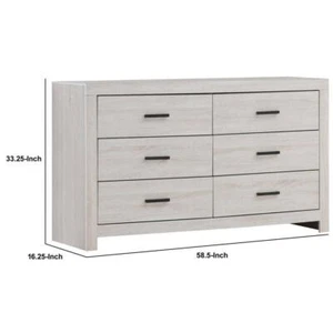 Benjara Dresser 33.25" H X 58.5" W, Wood Material 6-Drawer Side Panel Support - Picture 1 of 6