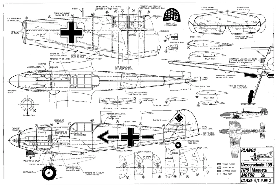 ME109 MODELHOB CONTROL LINE MODEL PLANS  - Image 1 of 1
