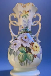 Schöne Vintage Keramik handbemalte Vase Blumen Ucagco 60er Jahre Japan 8" - Bild 1 von 8