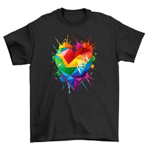 Lustiges T-Shirt Pride_48 Regenbogen Herzspritzer für alle! 100% Baumwolle, Unisex Print - Bild 1 von 46