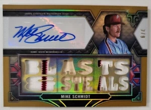 2022 Topps Triple Threads Mike Schmidt Gold GU Jersey Patch Bat Relic Auto # 2/9 - Picture 1 of 17