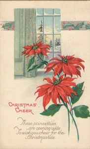 Stecher Poinsettia Winter Scene Christmas Series 1013A Postcard - Picture 1 of 2