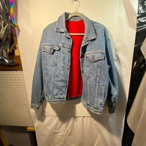 Gap Vintage Denim Trucker Jacket M Blue Plaid Lining Unisex Casual - Picture 1 of 5