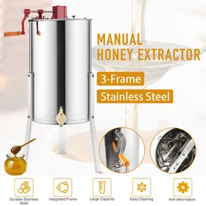 Manual Honey Extractor 3/6 Frames Spinner Beekeeping Equipment W/ Stands - Picture 1 of 13