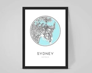 Personalised SYDNEY CITY Map ANY CITY/COUNTRY Travel poster artwork gift - Picture 1 of 4