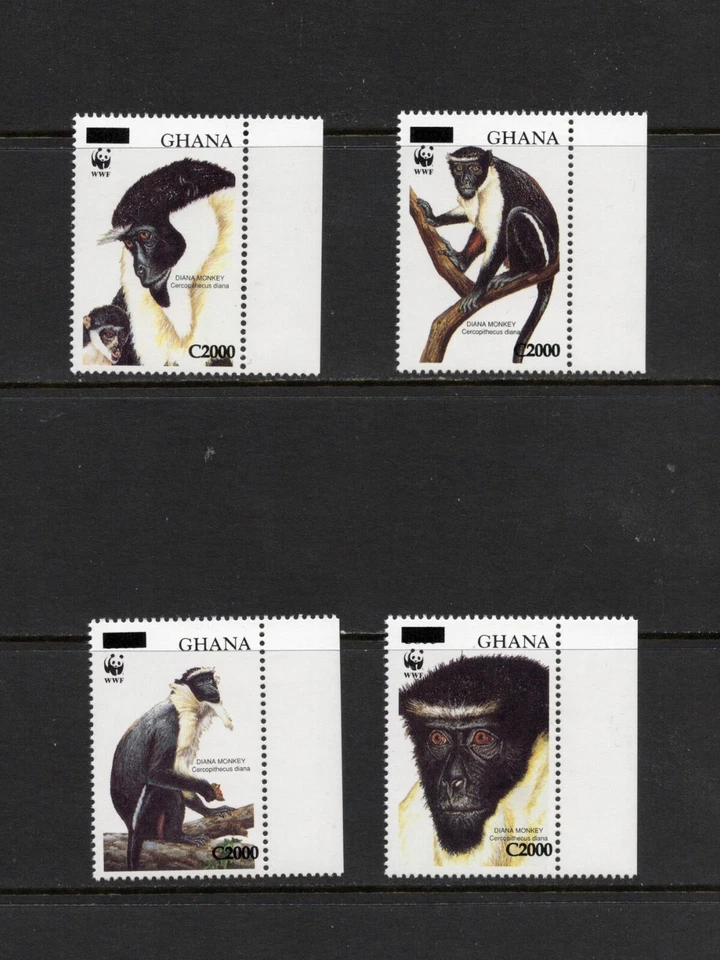 S3760 Ghana 2006 Diana Monos Surcharged Escaso! 4v. MNH - Imagen 1 de 1