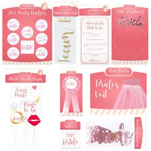 Team Bride Hen Night Party Accessories Banner Badge Sash Veil Tattoos Props - Picture 1 of 10