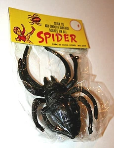 Vtg Plastic Toy Dime Store Spider Suction Cup Figure Hong Kong 1960s Nos New - Picture 1 of 1