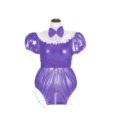 Body de mucama con moño para hombre Sissy Lockbale mamelucos Wetlook PVC traje de gato leotardo exótico Foto 1 de 4