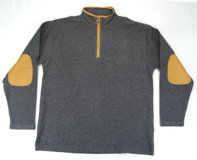 Sudadera ORVIS Simoom Tweed Cuarto Cremallera L Gris Carbón Marrón Cuero Codo Foto 1 de 4