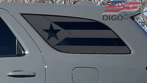 Fits 2011-2025 Dodge Durango Quarter Window Puerto Rican Flag Decal Sticker Blk - Picture 1 of 5