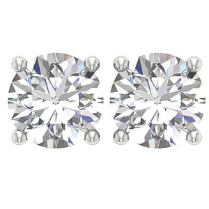 VVS E 1.0/1.50/2.0Ct Solitaire Stud Earring Lab Grown Diamond Prong Set 14K Gold - Picture 1 of 10