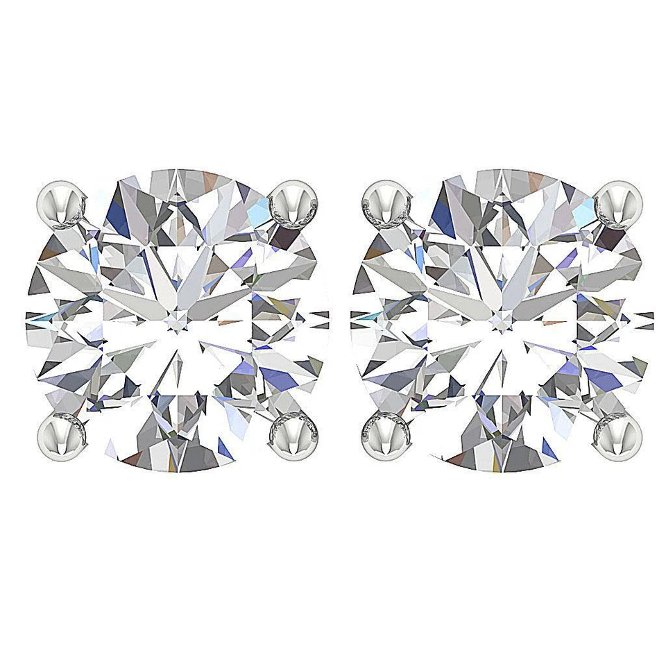 VVS E 1.0/1.50/2.0Ct Solitaire Stud Earring Lab Grown Diamond Prong Set 14K Gold - Image 1 of 4