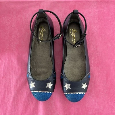 Bonpoint Girls Shoes Fantasy Blue Silver Stars 35 Eu - Image 1 of 3