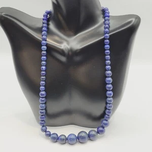 Modern Lapis Lazuli Blue Beaded Professional Career Necklace Silver Tone 20 Inch - Picture 1 of 24
